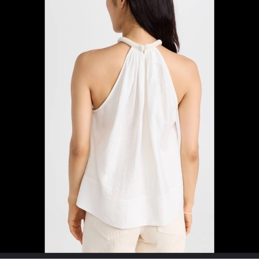 A.L.C. Reina Linen Blend Crochet Neck Halter Tank Top White - Picture 5 of 14
